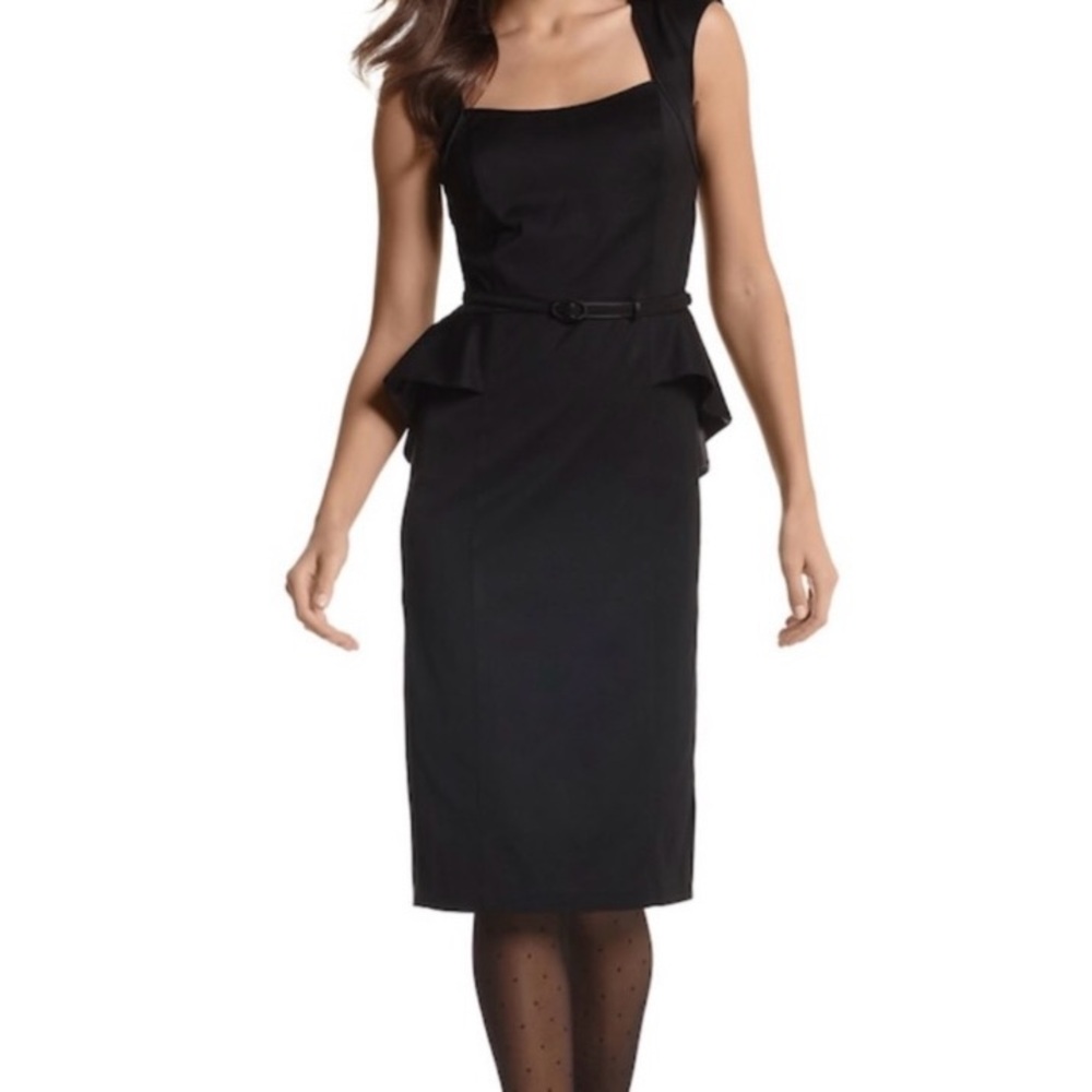 NWT WHITE HOUSE BLACK MARKET BLACK PEPLUM SLEEVELESS COCKTAIL DRESS SIZE 4